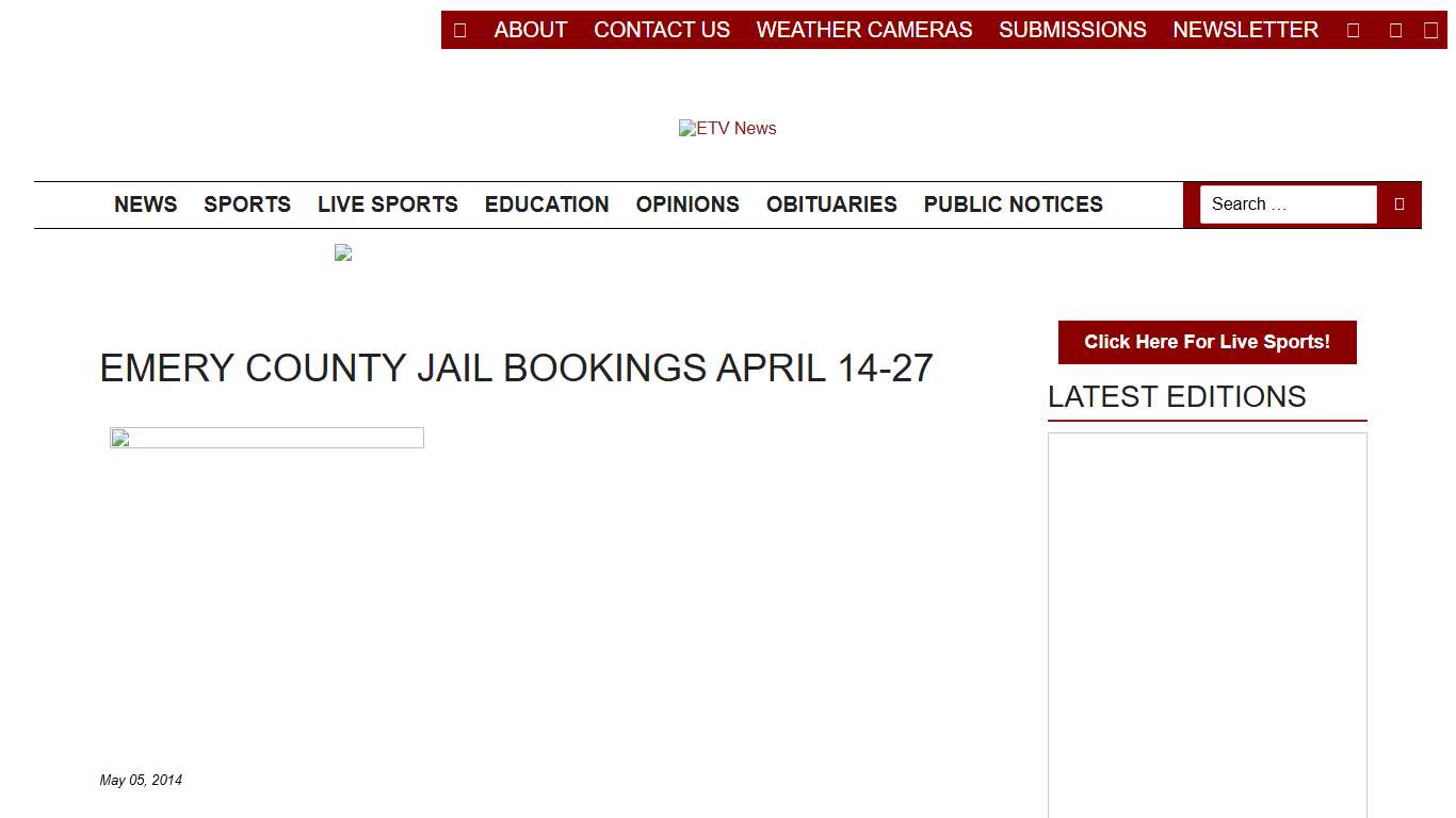 Emery County Jail Bookings April 14-27 - ETV News