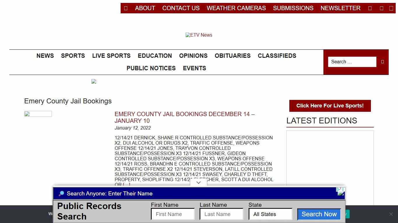 Emery County Jail Bookings - ETV News